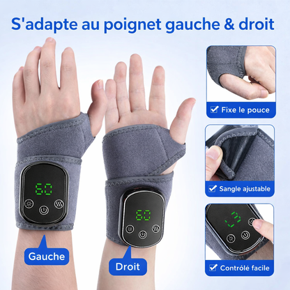 Masseur chauffant vibrant pour poignet rechargeable