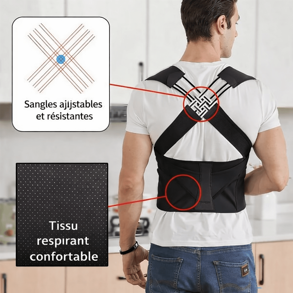 Correcteur de posture réglable unisexe pour le dos et les épaules - Lumbizen