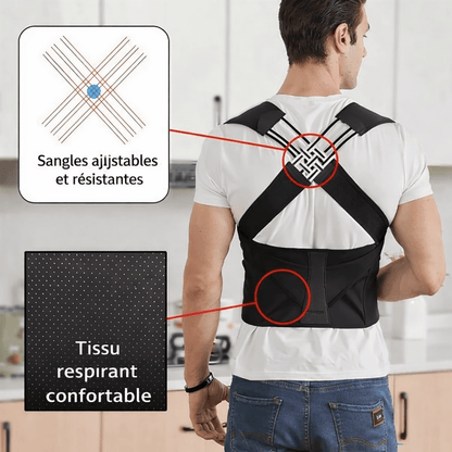 Correcteur de posture réglable unisexe pour le dos et les épaules - Lumbizen