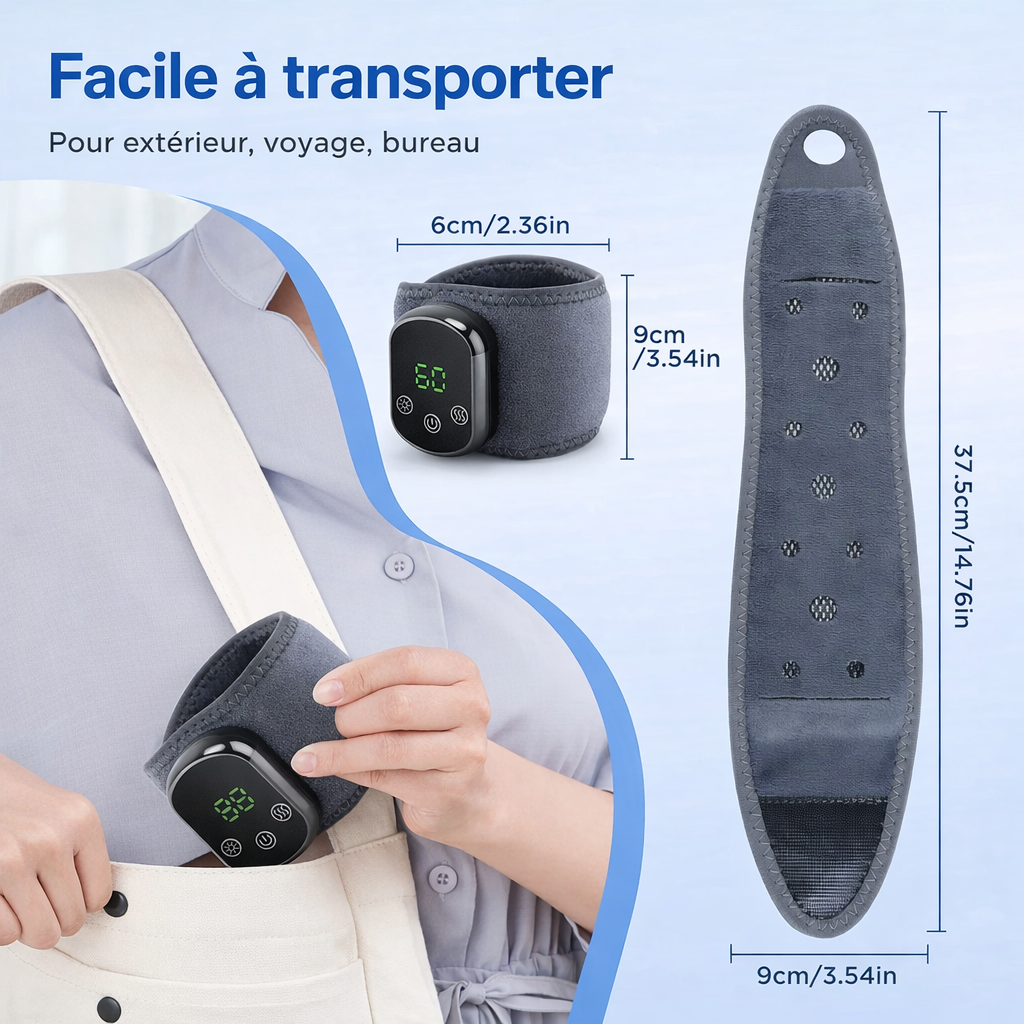 Masseur chauffant vibrant pour poignet rechargeable