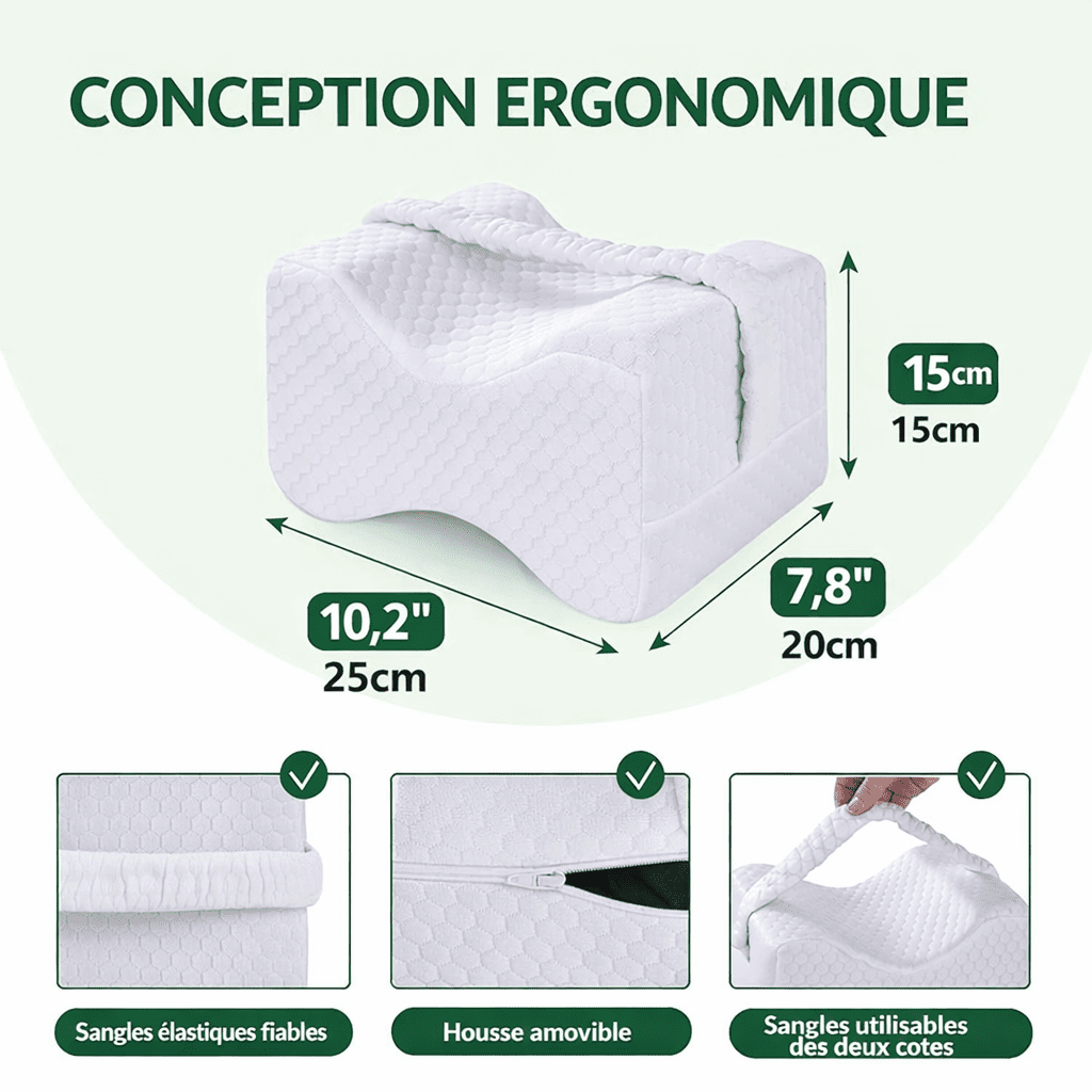 Oreiller pour dormeurs latéraux avec sangles - Lumbizen