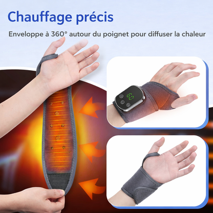 Masseur chauffant vibrant pour poignet rechargeable
