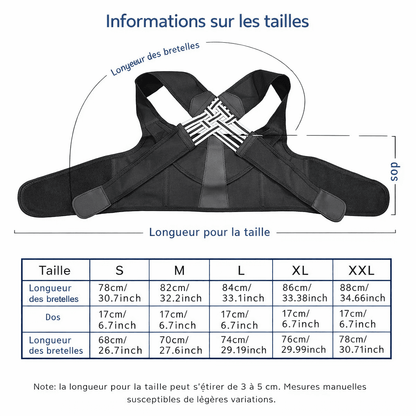 Correcteur de posture réglable unisexe pour le dos et les épaules - Lumbizen