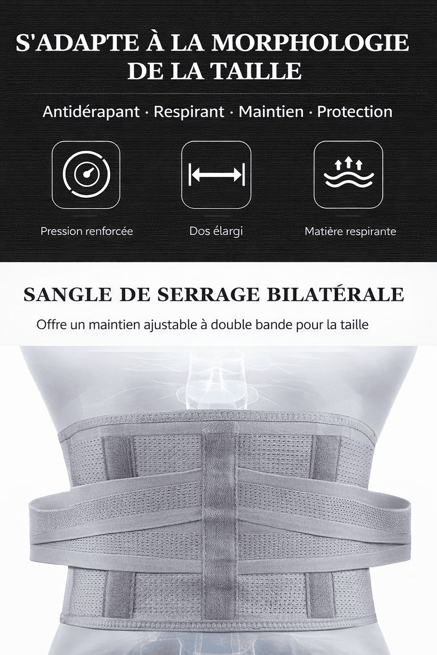 Maintien ajustable et respirant pour la taille