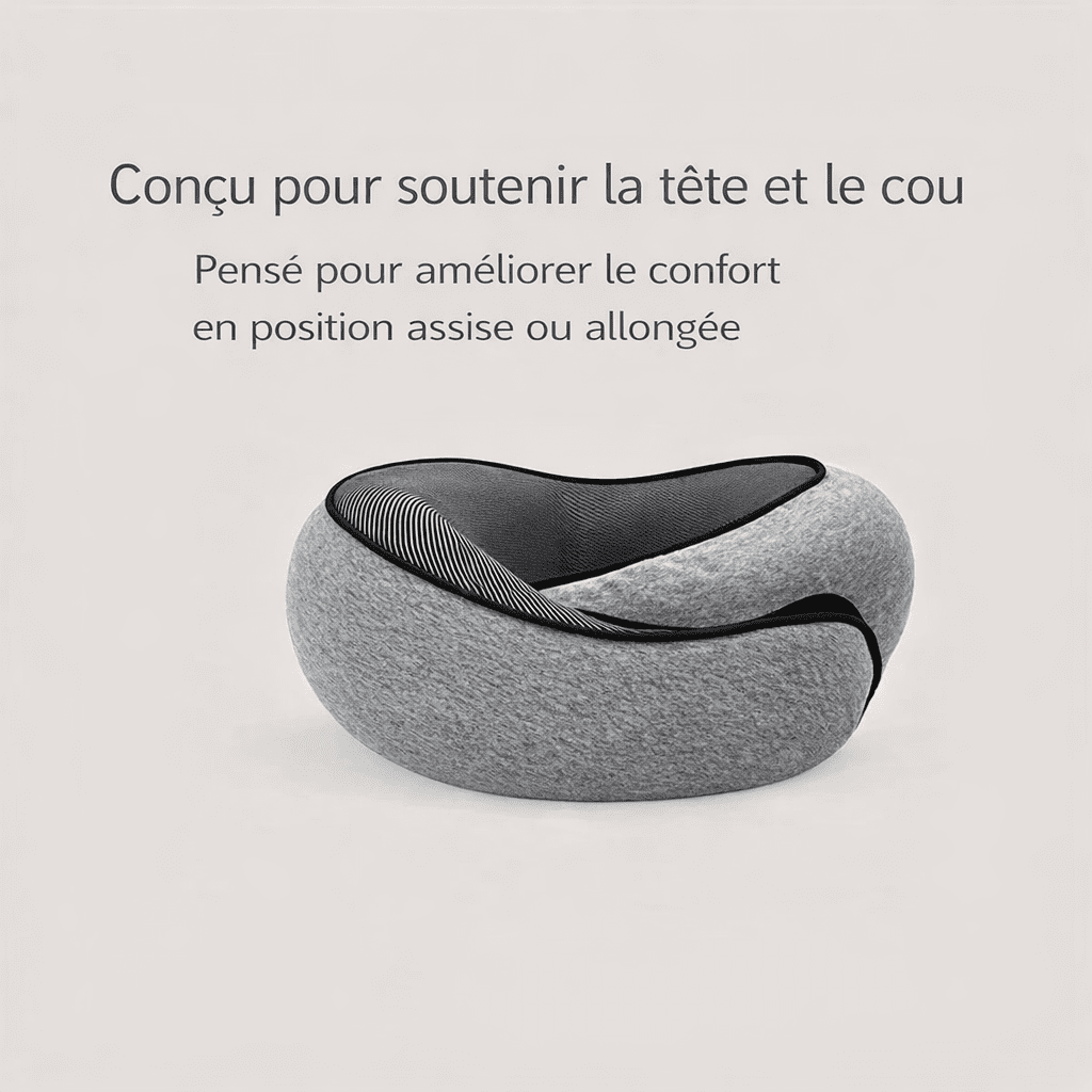 Oreiller de voyage en forme de U en mousse à mémoire de forme, réglable et portable - Lumbizen