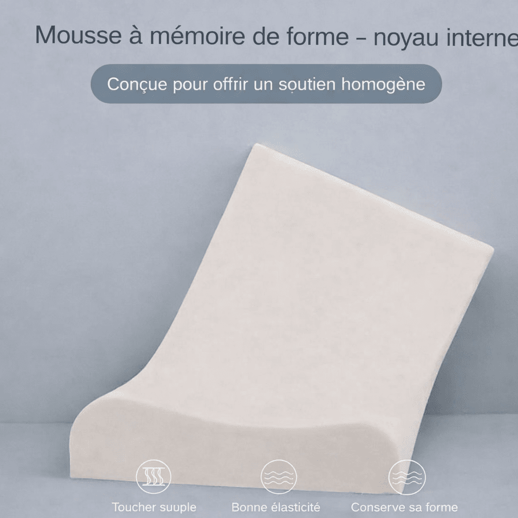 Oreiller long en mousse à mémoire de forme 50x30x10cm - Lumbizen
